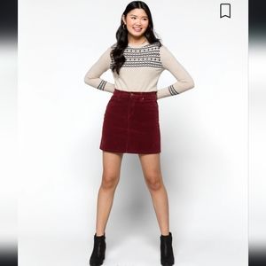 Burgundy Corduroy Skirt